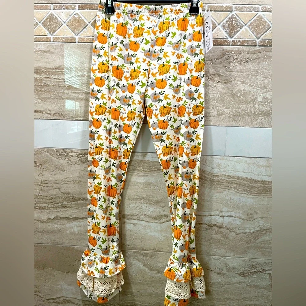 NWT Rare Editions Pumpkin Printed 2 Pcs Set for Girls size 10